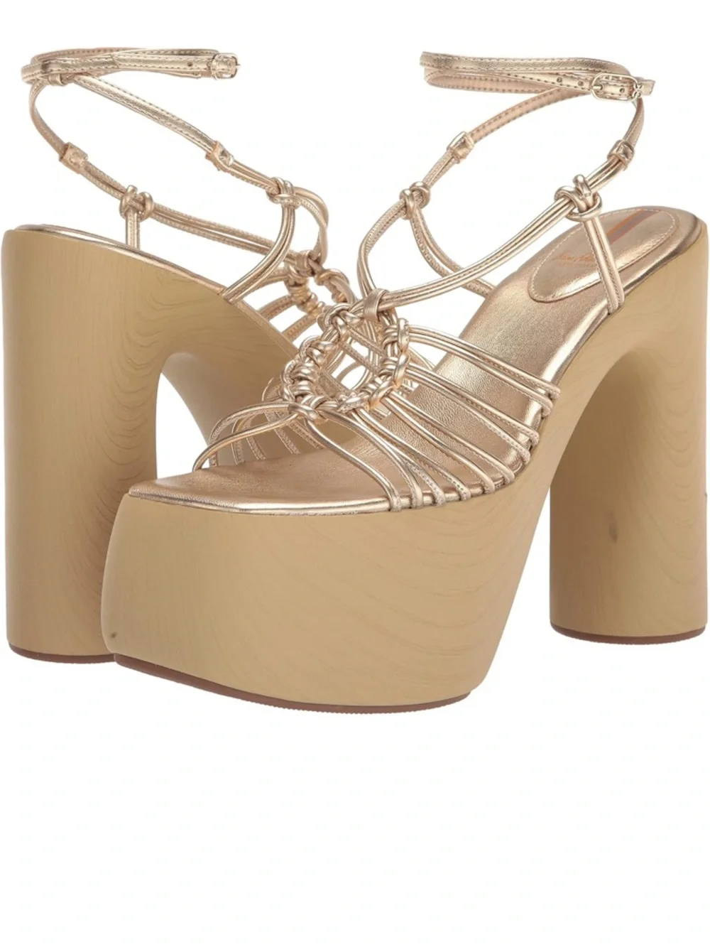 Sam Edelman Gold Strappy Platform Heels for Women - Picture 2 of 7